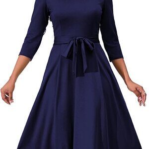 Women's Casual Midi Dress Polyester Spandex 3/4 Sleeve Wedding Guest & Party